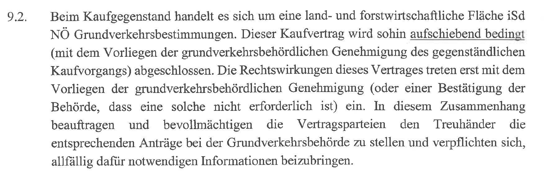 Klausel: land- und forstwirtschaftliche Fläche; Genehmigungspflicht